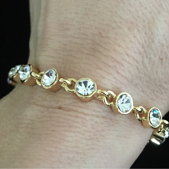 Gold and White CZ Rhinestone Bracelet - Picture 6 of 8